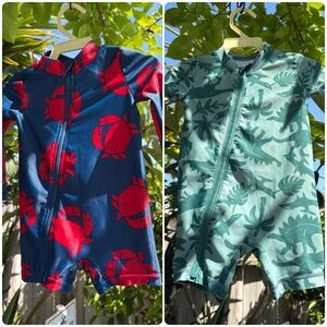 Carter’s Bundle 1-Long Sleeve & 1-Short Sleeve Rash Guard One Piece Swimsuits